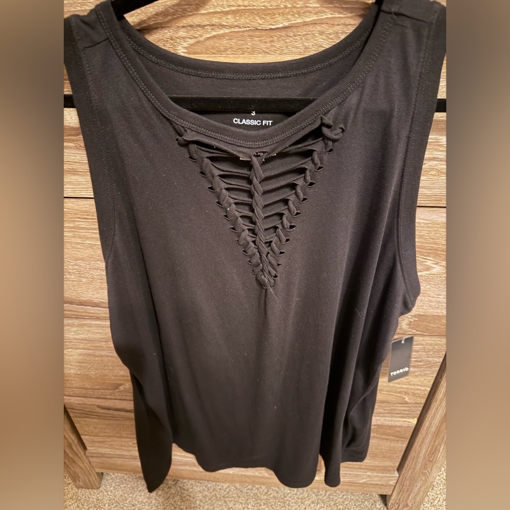 torrid Black Lace-Up Classic Fit Tank Top